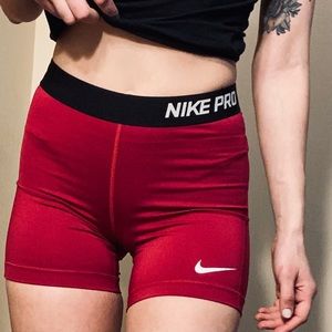 NIKE PRO Dri-Fit Crimson Red Compression Shorts